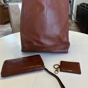 Fossil Elina Convertible Leather Backpack Set